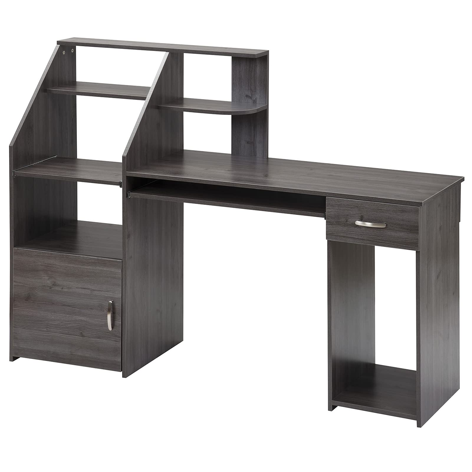 YOZUMD Multi-Purpose Computer Desk with Storage Shelf - Sturdy Wooden Home Office Desk, Easy Assembly, Space-Saving Design (Grey) - Perfect for Small Spaces, Gaming Setup & Remote Work
