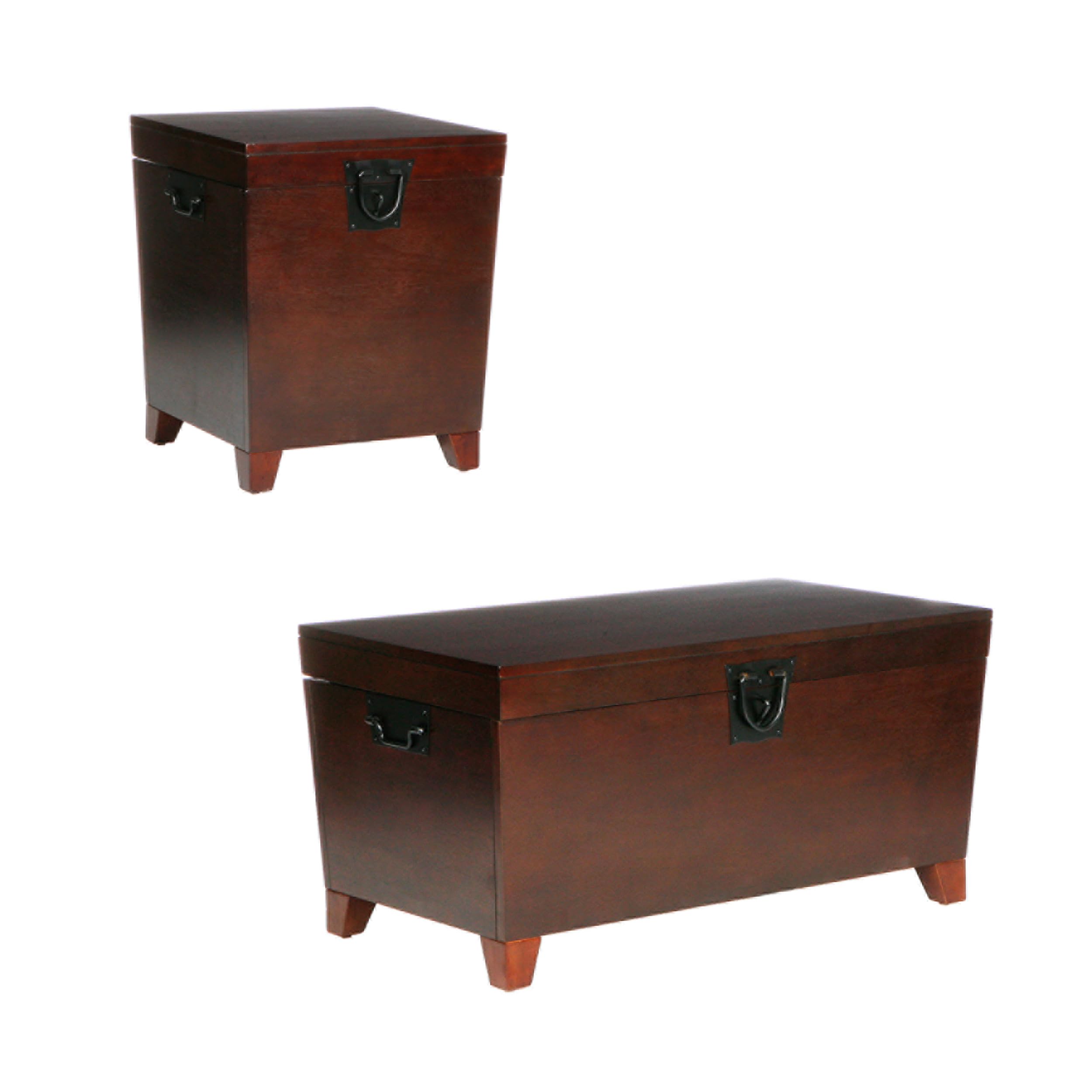 SEI Pyramid Storage Trunk Coffee Table - Espresso Brown Wooden Ottoman with Hidden Storage | Perfect for Living Room, Bedroom & Small Space Organization