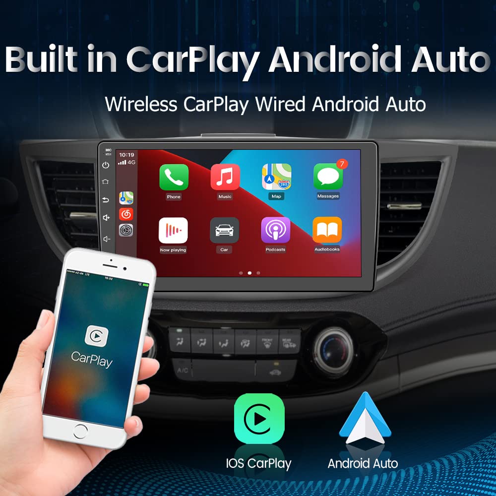 10 Inch Android 10.0 Car Stereo for Honda CRV 2012-2016 | 2GB RAM 32GB ROM | GPS Navigation, FM Radio, WiFi, USB | Wireless CarPlay & Android Auto | Touch Screen with Steering Wheel Control | Perfect for Road Trips & Daily Commuting