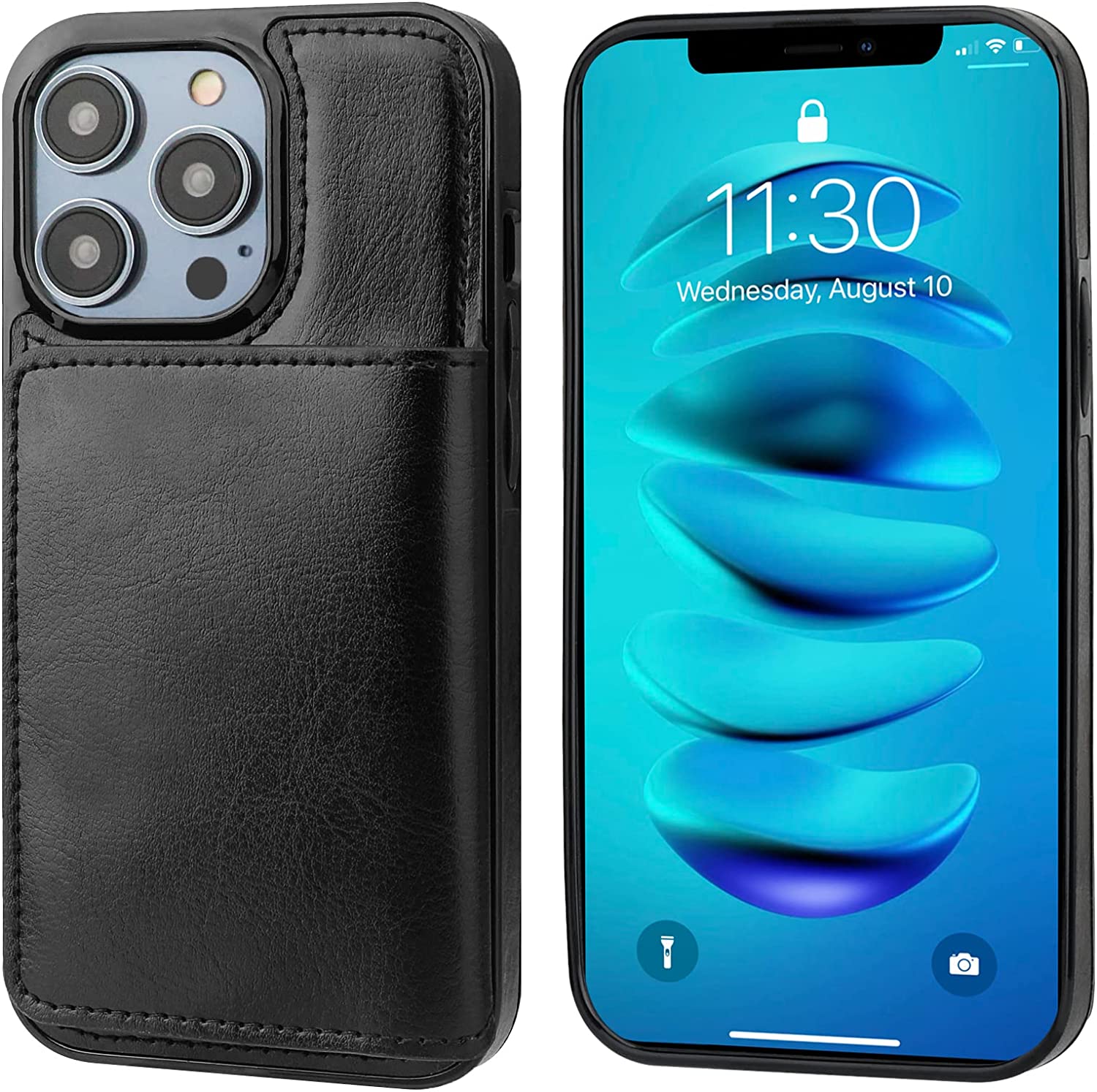 iPhone 14 Pro Max Wallet Case with Magnetic Credit Card Holder - Slim Protective Cover for iPhone 14 Pro Max (Black) | Perfect for Everyday Use, Travel & Hands-Free Convenience