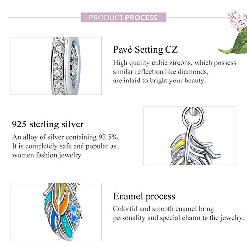 Yashuo Angel Feathers Heart Charm - Genuine 925 Sterling Silver Dangle Love Wing Pendant for Women's Bracelet - Perfect for Valentine's Day Gifts, Anniversary Presents & Everyday Jewelry