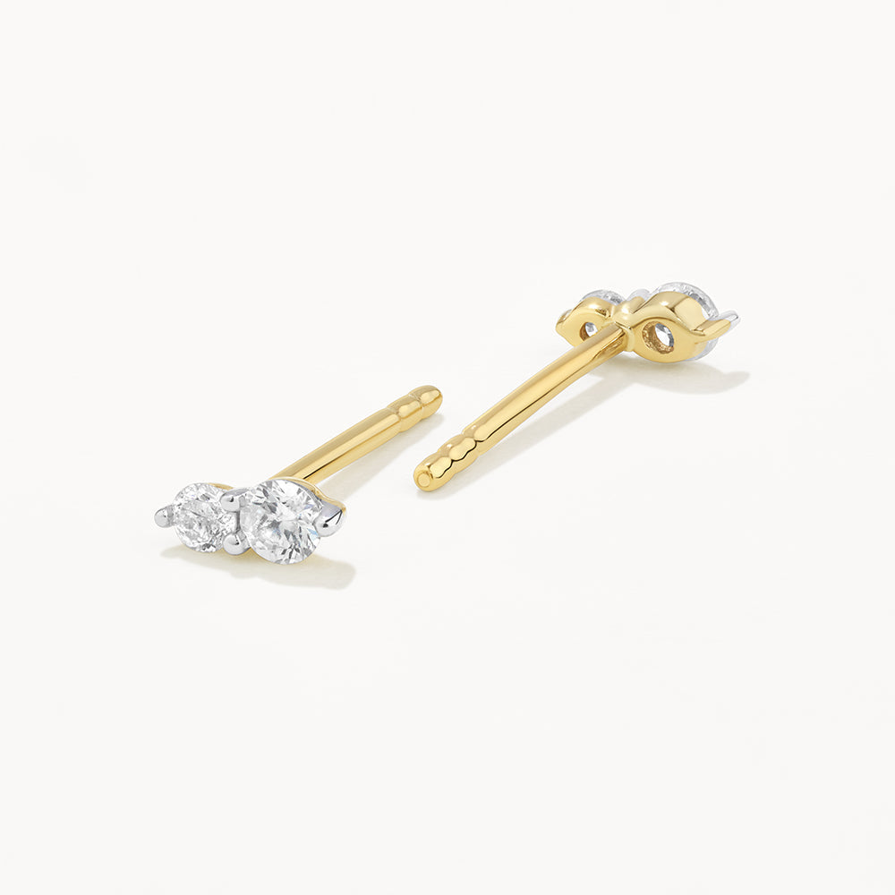 10k Gold Diamond Twin Cluster Stud Earrings for Women - Elegant & Sparkling Jewelry for Parties, Weddings & Special Occasions