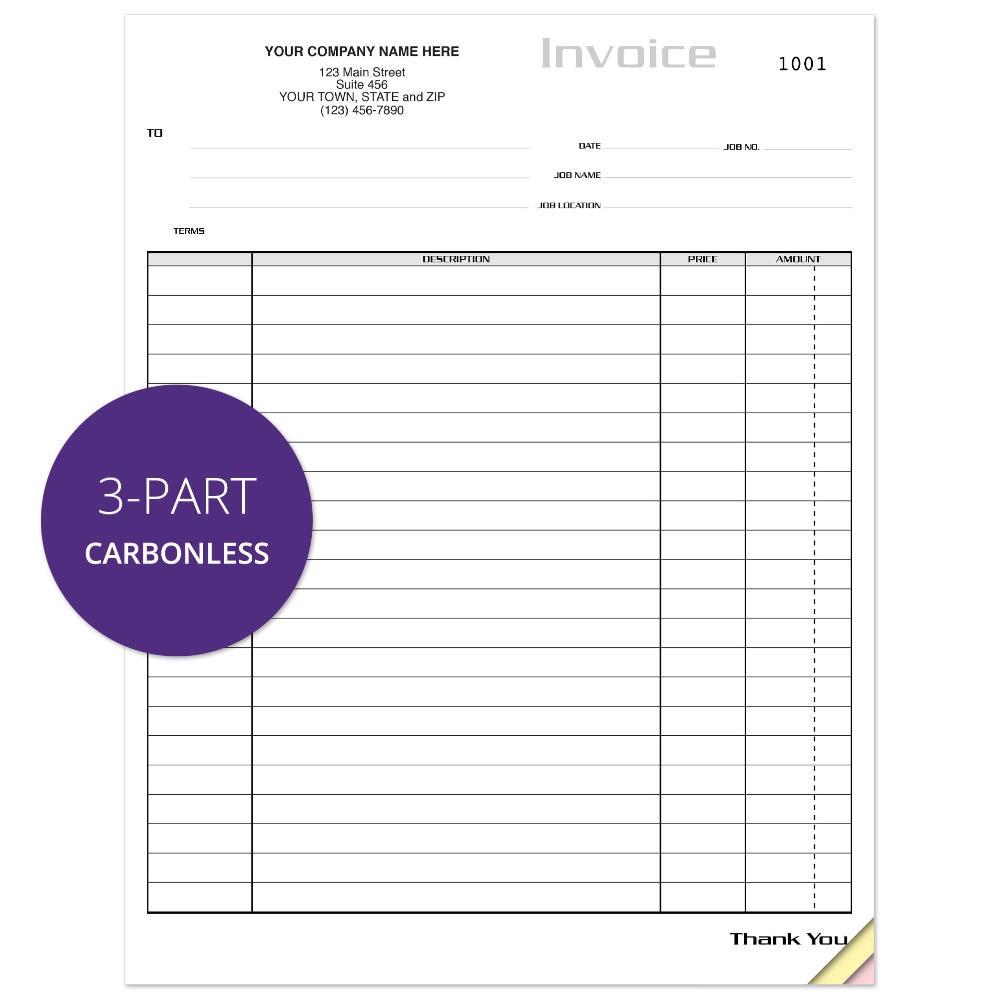 Custom Carbonless Invoice Forms 8.5 x 11 Inches - 3-Part NCR Paper with Company Name, Address & Phone - 250 Pack for Small Business Receipts, Sales Orders | White, Yellow, Pink | Perfect for Retail, Restaurants & Service Industries