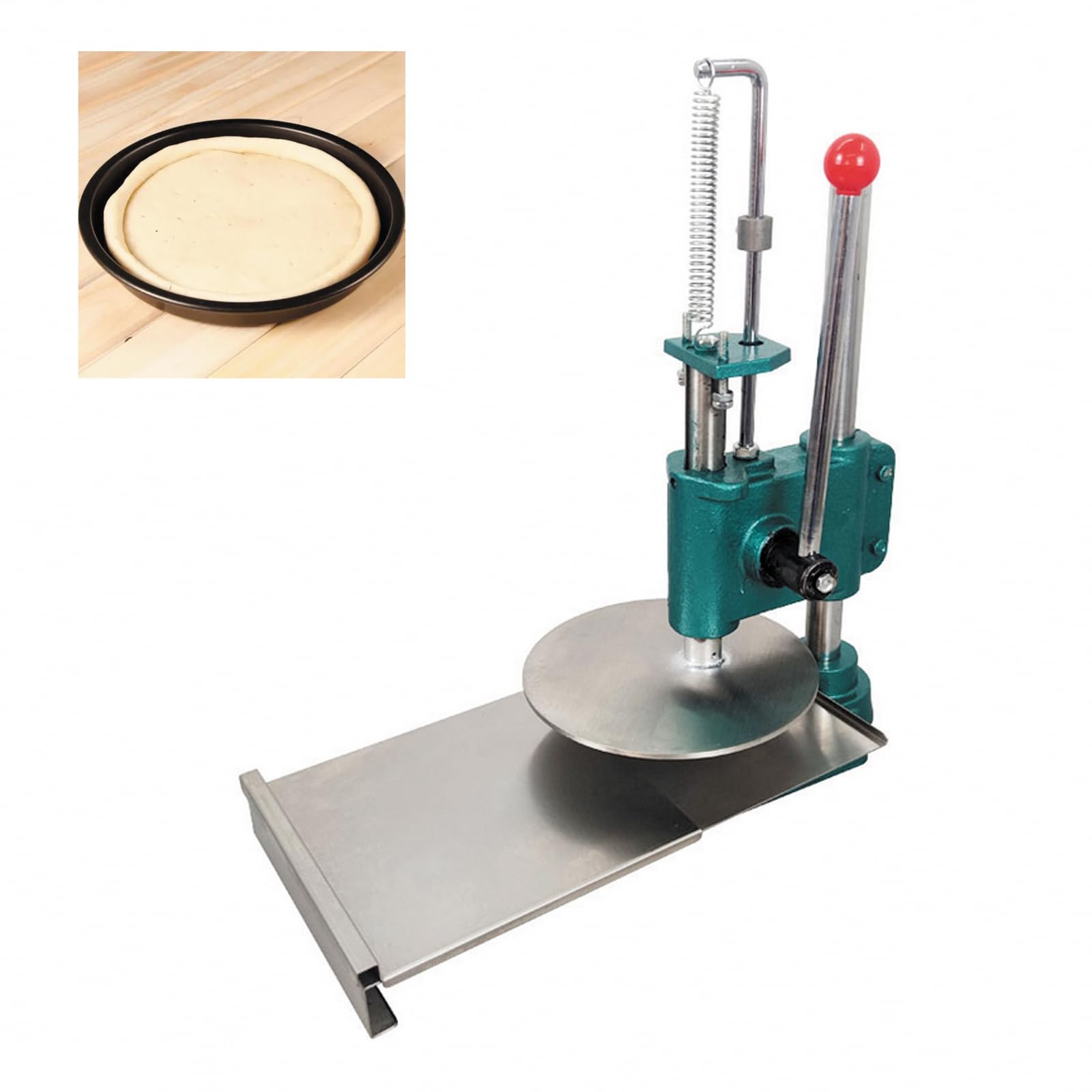 INTSUPERMAI 9.5 Inch Stainless Steel Manual Pizza Dough Press Machine - Perfect for Home Kitchen, Bakery, and Restaurant Use - Make Perfect Pizza Crusts, Pastries, and Dough Sheets Easily