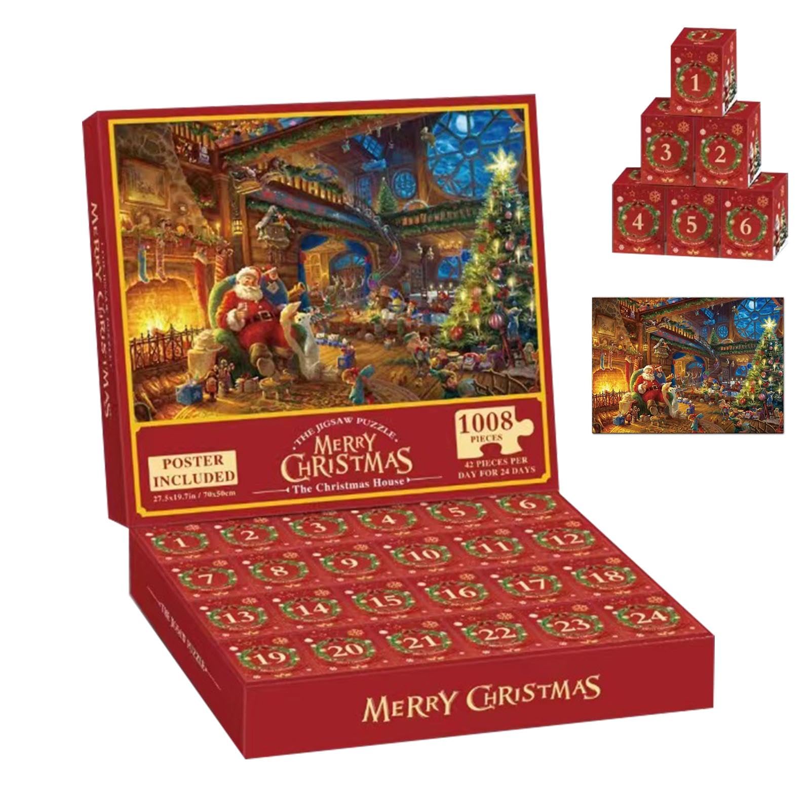 Christmas Countdown Puzzle - 24-Day Advent Calendar Puzzle for Adults & Kids, Holiday Puzzle Game for Family Fun | Perfect for Christmas Decor, Gift Giving & Festive Countdown Activities