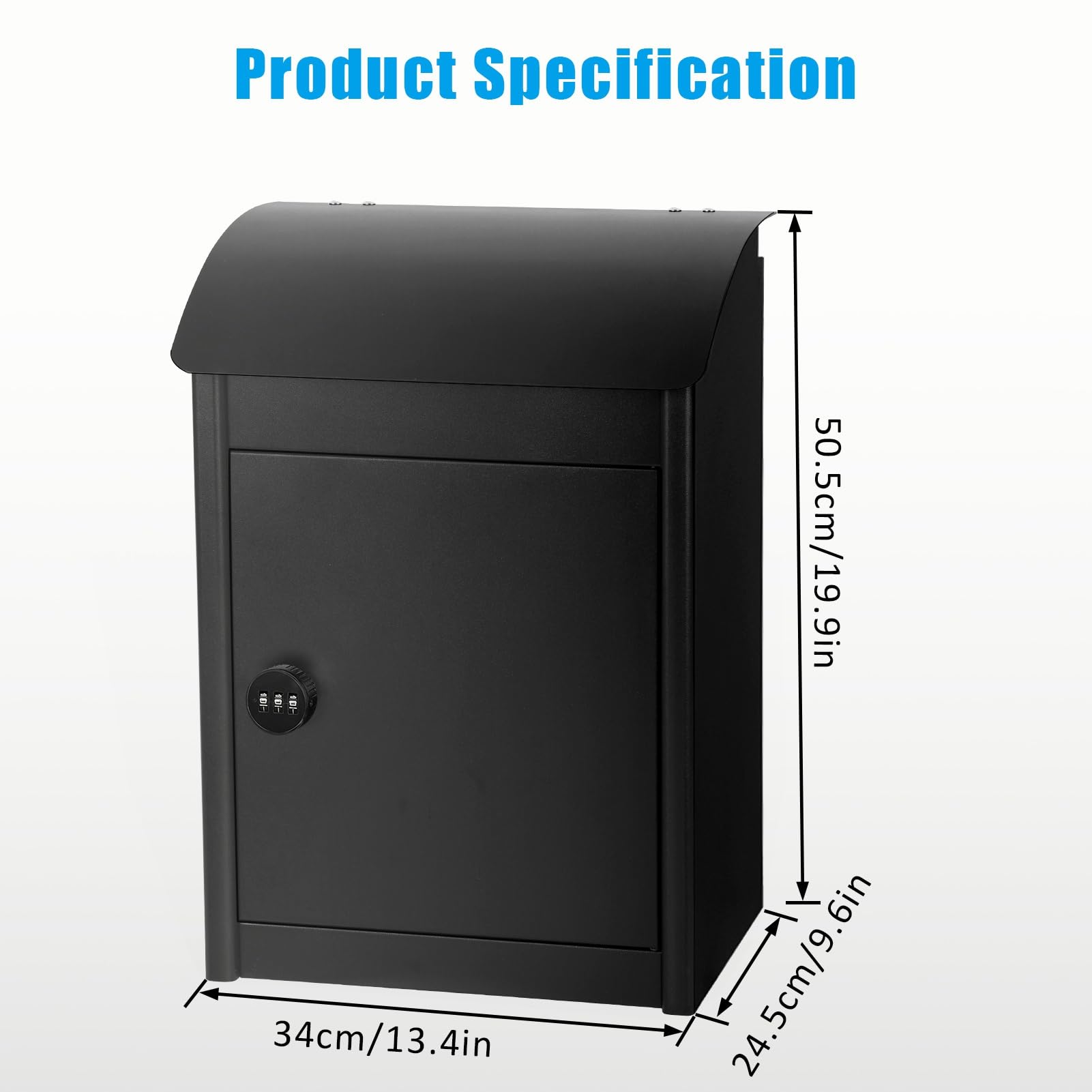 Large Lockable Wall Mounted Package Delivery Box for Outside - Secure Parcel Drop Box with Anti-Theft Baffle - Outdoor Storage Mailbox for Packages (Black) - Perfect for Porch, Front Door & Apartment Building Package Security