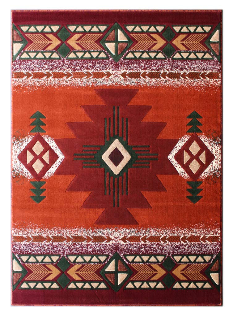 Champion Southwest Native American Area Rug - 2x3 Feet Rust Design #CR152 - Perfect for Living Room, Bedroom & Boho Decor