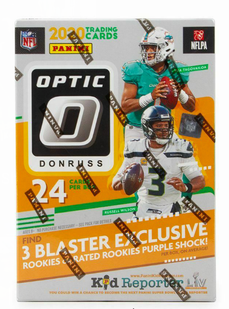 2020 Donruss Optic Football Blaster Box - Purple Shock Parallels | NFL Trading Cards for Collectors | Perfect for Sports Memorabilia Collections & Fantasy Football Gifts