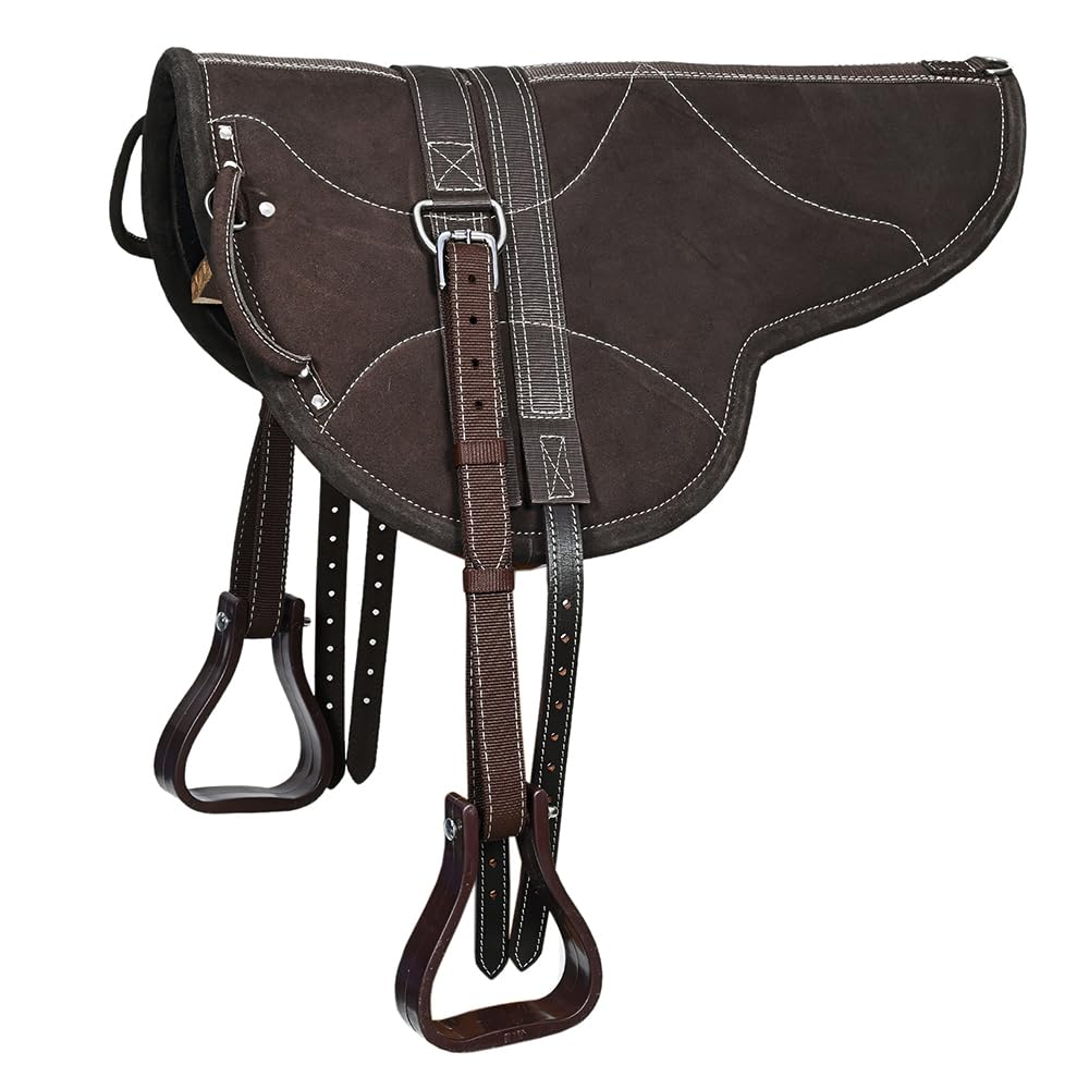 HILASON Natural Horsemanship Leather Bareback English Treeless Saddle Pad | Western Riding Saddle Pad | Bareback Riding Pad for Horses | Comfortable & Durable for Trail Riding, Training & Dressage