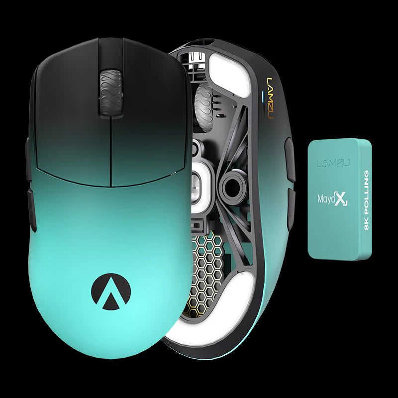 Lamzu Maya X 8K Wireless Gaming Mouse - Ultra Lightweight 55g, Ergonomic Design, 8K Polling Rate for Competitive Esports - Perfect for FPS, MOBA & Battle Royale Games