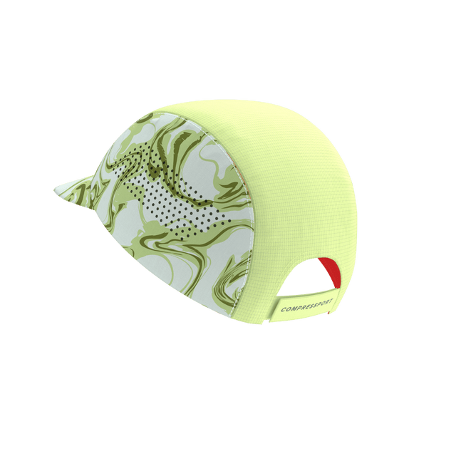 Compressport Unisex Pro Racing Cap - Green Camo/Fluo Red | Lightweight Performance Hat for Running, Cycling & Outdoor Sports