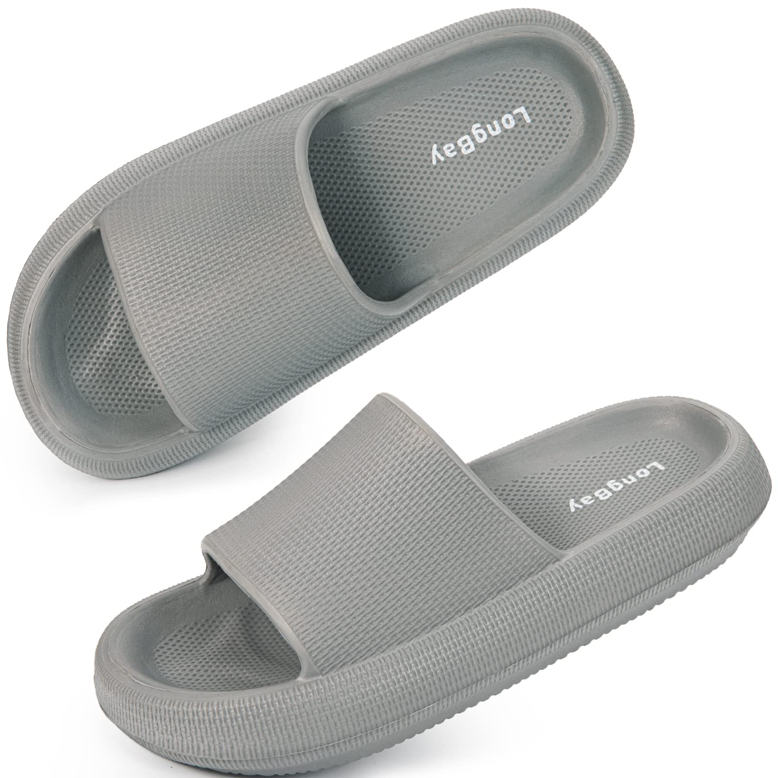 LongBay Cloud Slides for Women and Men - Ultra Comfortable Pillow Slippers with Arch Support, Non-Slip Shower Sandals for Pool, Beach, Home, Indoor & Outdoor Use - Perfect for Relaxation, Lounging and Post-Workout Recovery