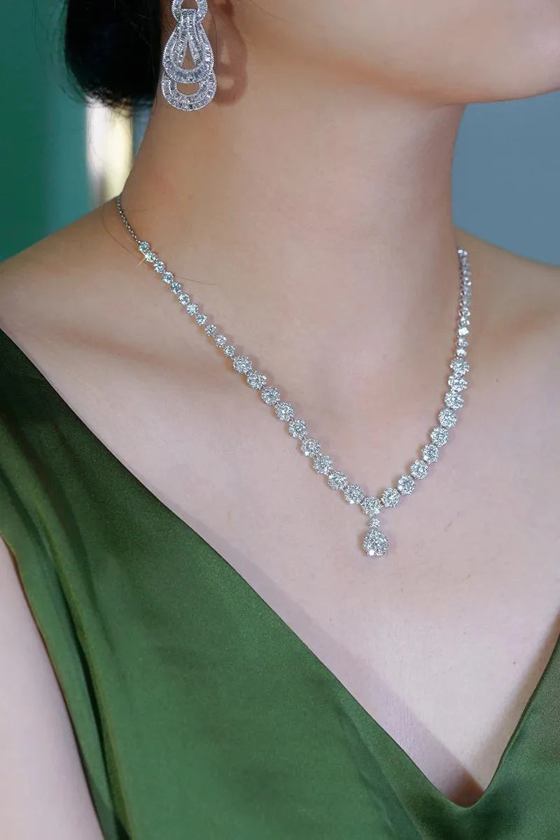 18K White Gold Diamond Necklace for Women - 9.20 Carat Real Natural Diamond Flower Pendant Luxury Jewelry | Perfect for Parties, Weddings & Special Occasions