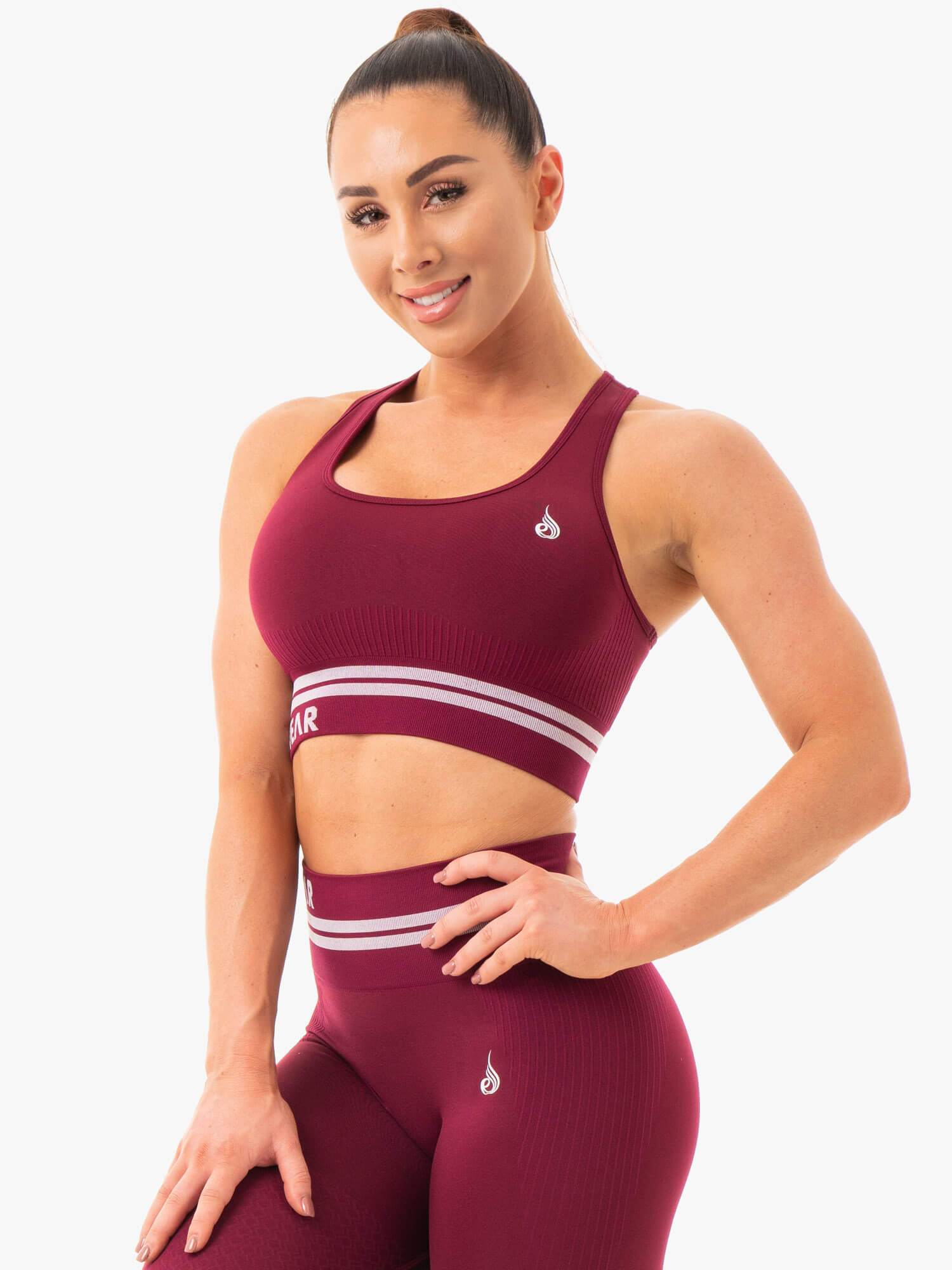 Freestyle Seamless Longline Sports Bra for Women - High Support Workout Top in Burgundy - Perfect for Yoga, Running & Gym Fitness