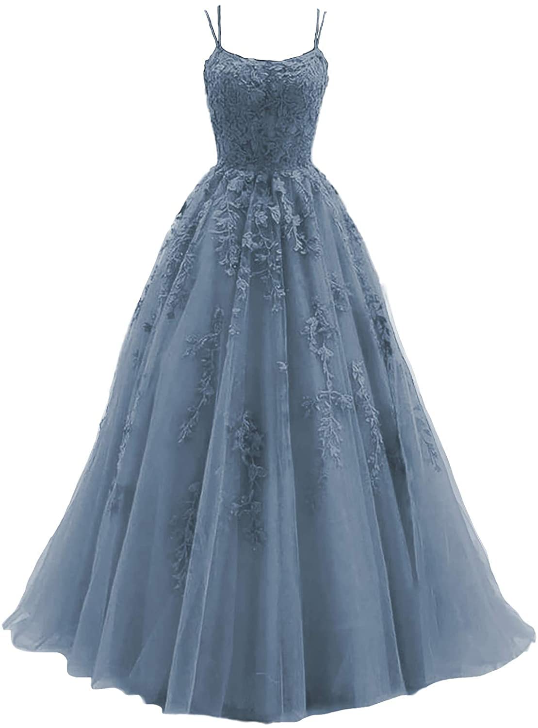 Elegant Spaghetti Strap Ball Gown with Tulle & Lace Appliques - Women's Prom Dress, Quinceañera Gown for Special Occasions | Perfect for Weddings, Dances & Formal Events
