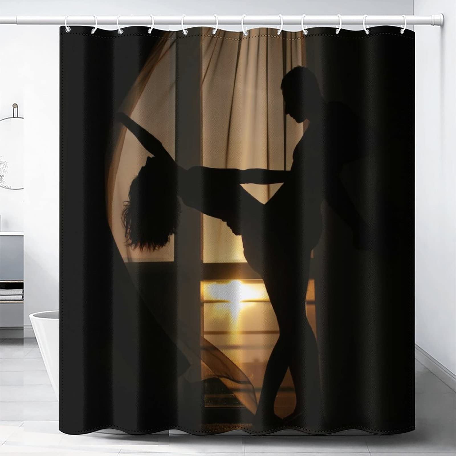 Passionate Couple Shower Curtain - Waterproof Fabric Bathroom Decor with Romantic Kissing Scene (66x72 Inch) - Perfect for Couples' Bathroom, Valentine's Gift & Sensual Home Decor