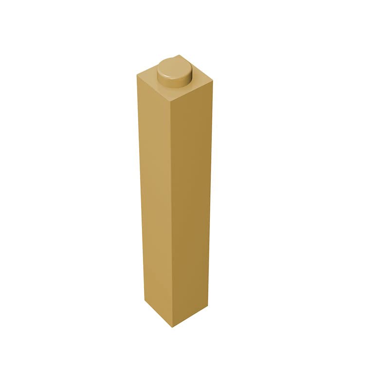 100-Piece Classic 1x1x5 Bulk Building Bricks in Apricot Yellow - Compatible with Lego 2453 & Major Brands | Perfect for DIY Projects, Kids' Educational Toys & Creative Construction
