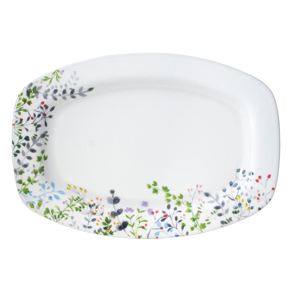 Tivoli Garden 14.75 Inch Rectangular Serving Platter - Elegant Dinnerware for Entertaining, Buffets & Holiday Tablescapes