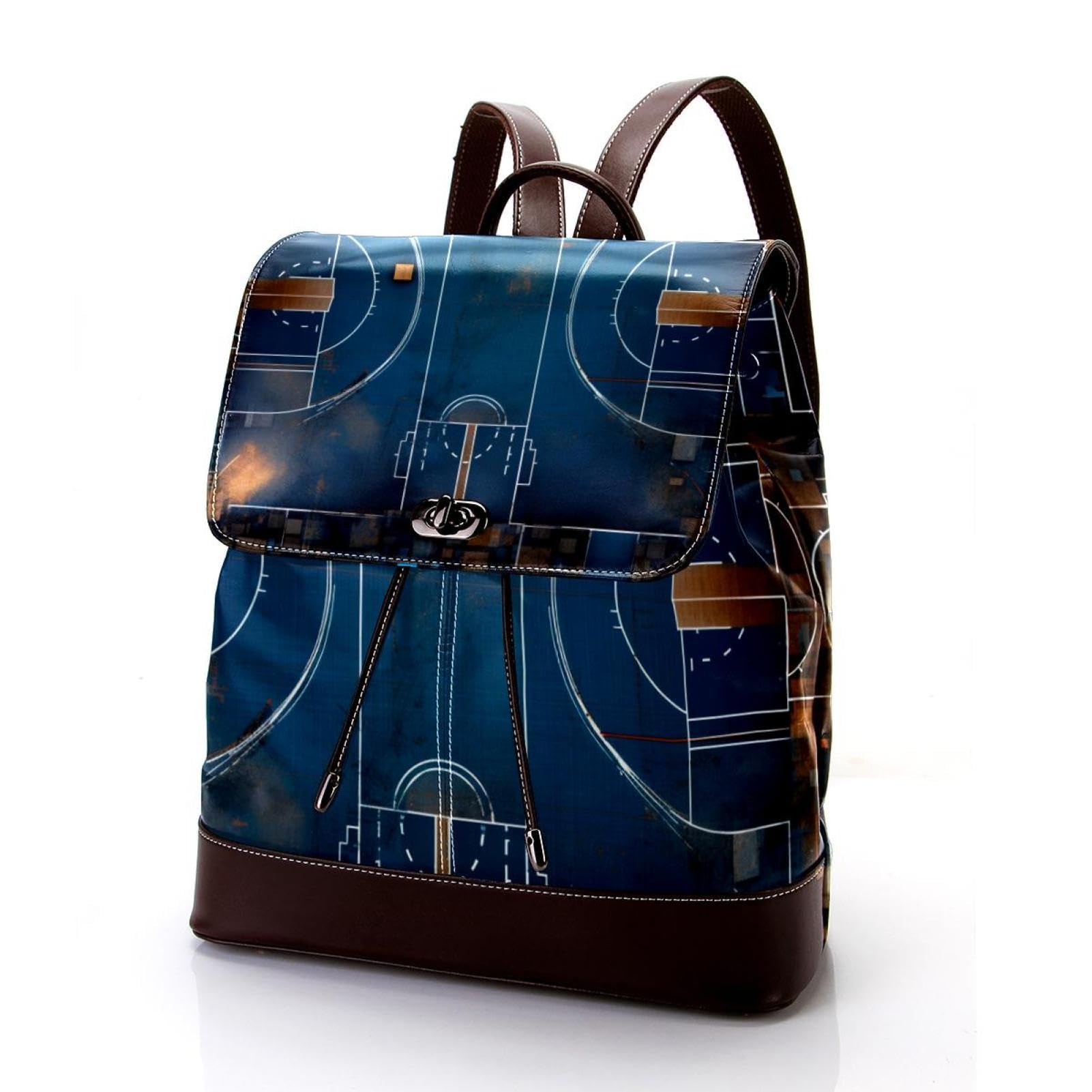 Stylish Unisex Travel Backpack - Durable Basketball Court Design Backpack for Women & Men - Perfect for Commuting, Gym, School & Outdoor Adventures