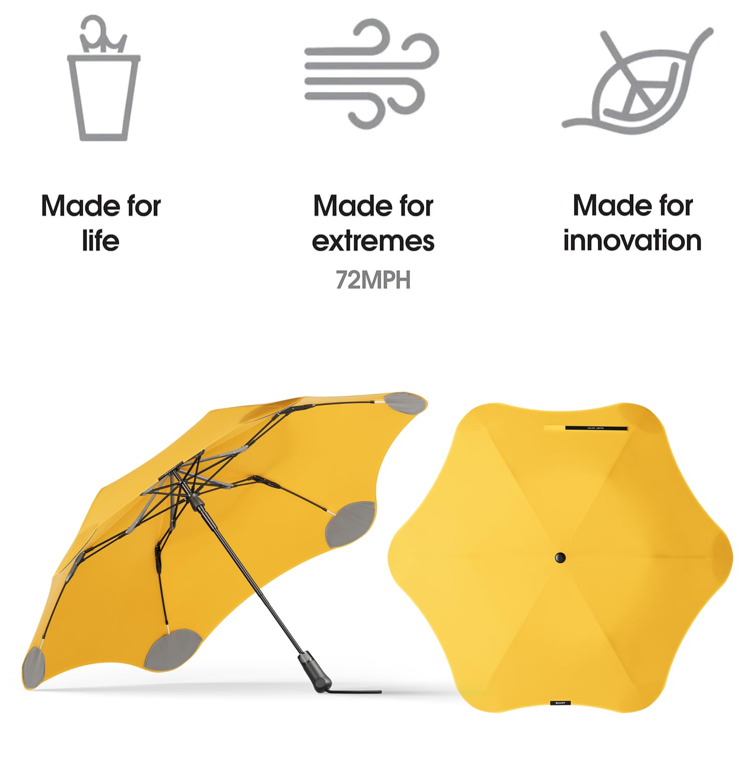 BLUNT Metro Travel Umbrella - 39 Inch Windproof Compact Umbrella for Men & Women, Portable Heavy Duty UV Sun & Rain Protection - Yellow | Perfect for Commuting, Travel, Hiking & Outdoor Activities