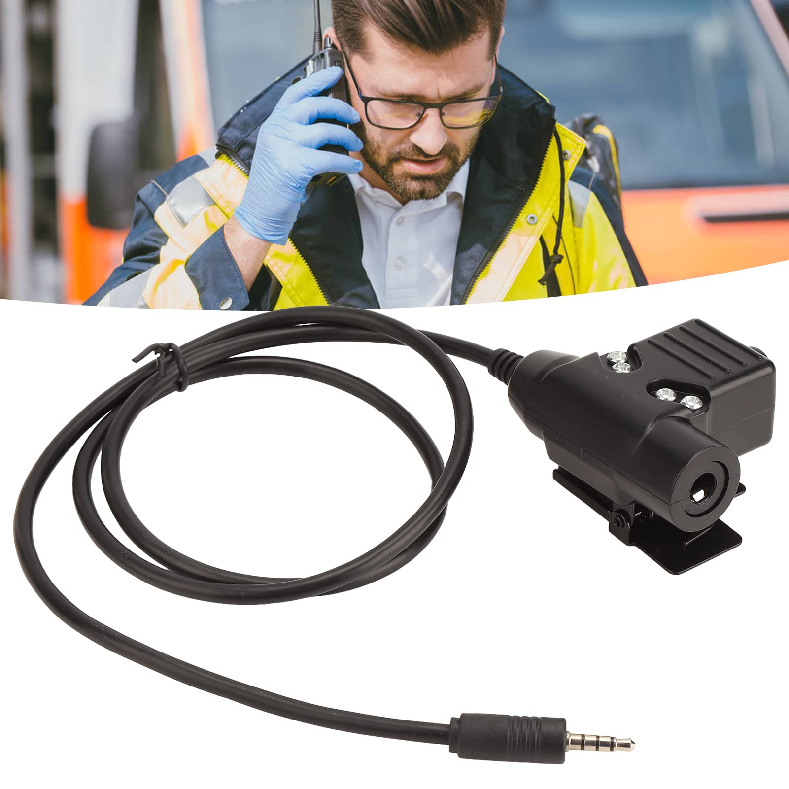 U94 PTT Tactical Headset Adapter with 3.5mm/0.1in Plug - Military-Grade Communication Cable for Two-Way Radios & Cell Phones - Durable Flexible Design for Outdoor, Airsoft & Tactical Operations