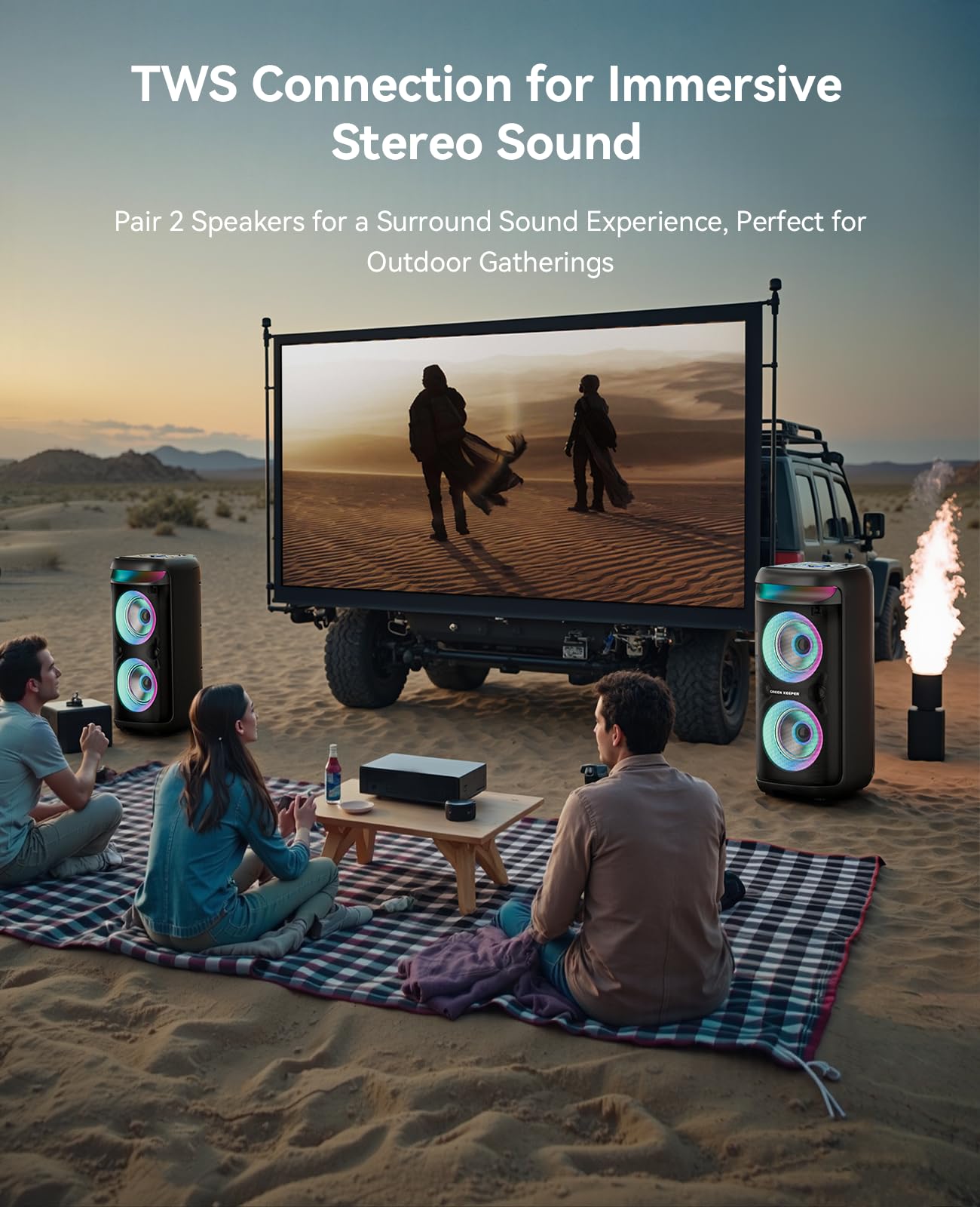Portable Bluetooth Karaoke Machine with 2 Wireless Microphones - 400W Peak Power PA Speaker System with LED Disco Lights & 6.5