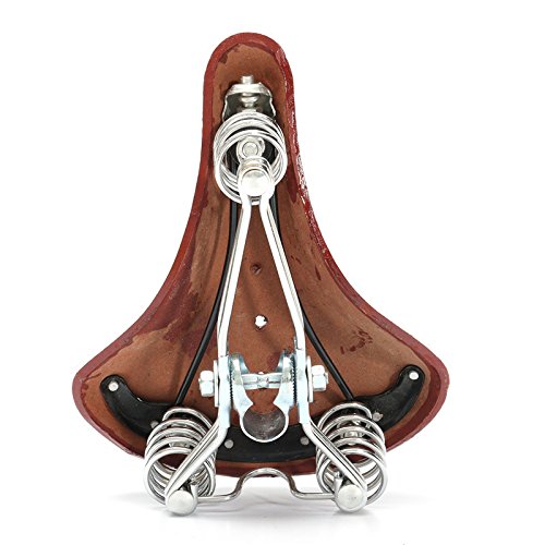 Premium Men's Retro Bike Saddle - Genuine Patent Leather Comfort Seat for Mountain & Road Bicycles | Ideal for Commuting, Leisure Rides & Long-Distance Cycling