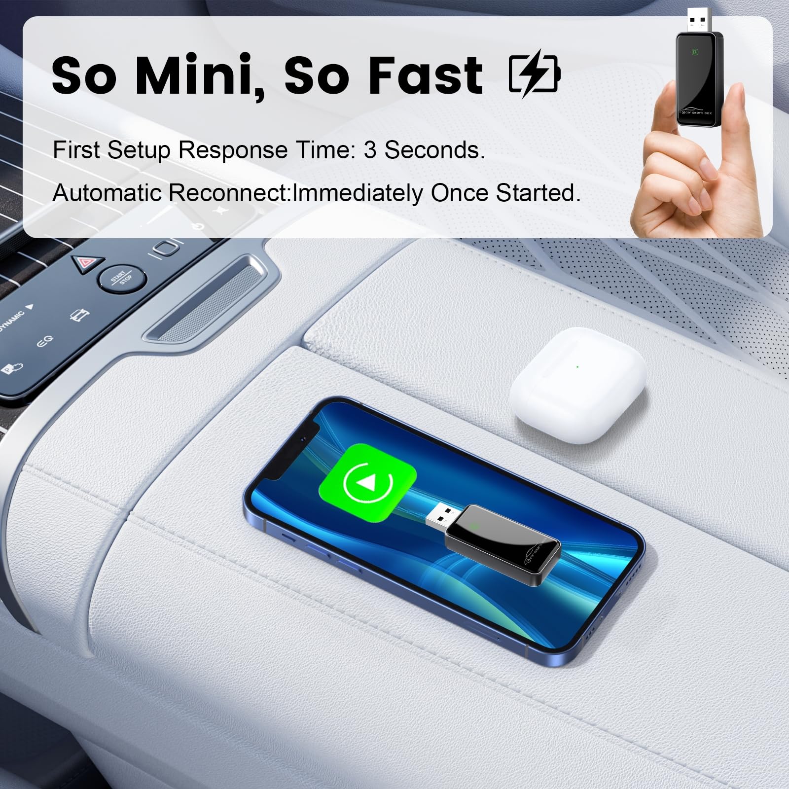 Wireless CarPlay Adapter - USB Plug & Play for iPhone - Upgrade Your Car to Wireless Apple CarPlay - Perfect for Commuting, Road Trips & Hands-Free Driving