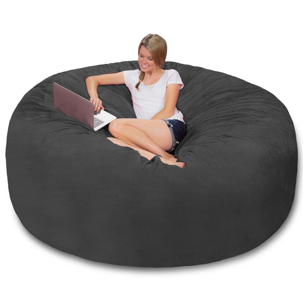 Premium Memory Foam Bean Bag Chair - Ultra Soft Charcoal Micro Suede Cover for Adults & Teens - Perfect for Gaming, Lounging, Movie Nights & Dorm Rooms