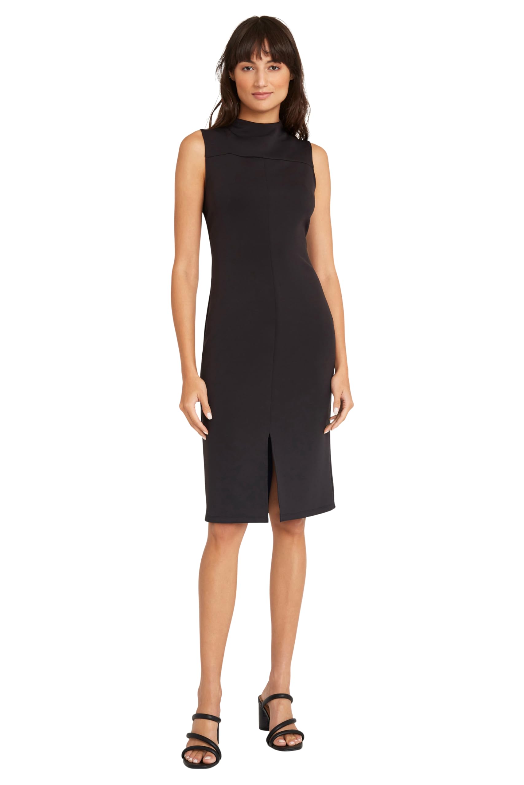 Elegant Women's High Neck Sleeveless Dress with Seam Details & Side Slit - Perfect for Evening Parties, Cocktail Events & Special Occasions