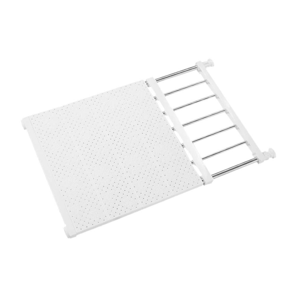 Expandable Closet Tension Shelf Rod - White Metal Storage Rack (53-90cm) | DIY Cabinet Organizer & Divider for Wardrobe, Kitchen, Bathroom | Space-Saving Solution for Small Homes & Apartments