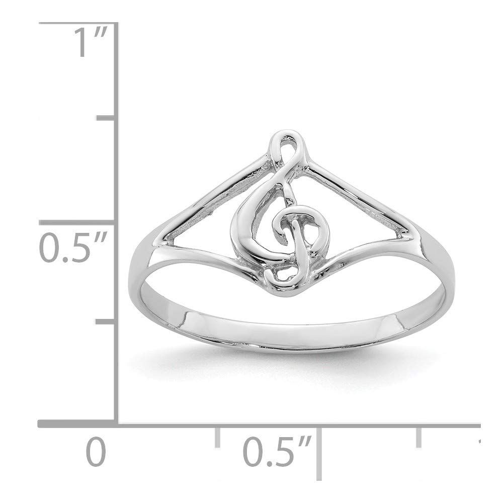 Jewels By Lux Sterling Silver Rhodium-Plated Polished Music Note Ring for Women - Elegant Jewelry Gift for Musicians, Music Lovers & Concert Goers