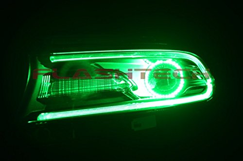 Flashtech LED RGB Multi-Color Halo Ring Headlight Kit with ColorFuse RF Remote for Dodge Charger 2015-2020 - Customizable Car Lighting for Night Driving & Car Shows