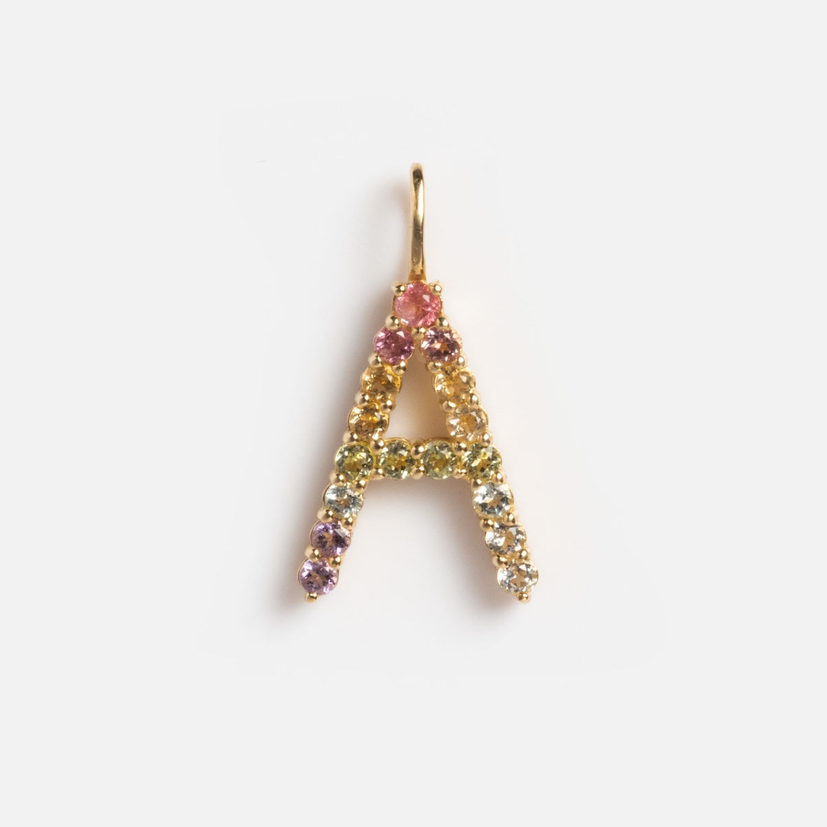 Solid Gold Pastel Gemstone Letter Charm - Elegant Initial Pendant for Necklaces & Bracelets - Perfect for Gifts, Birthdays, and Personalized Jewelry
