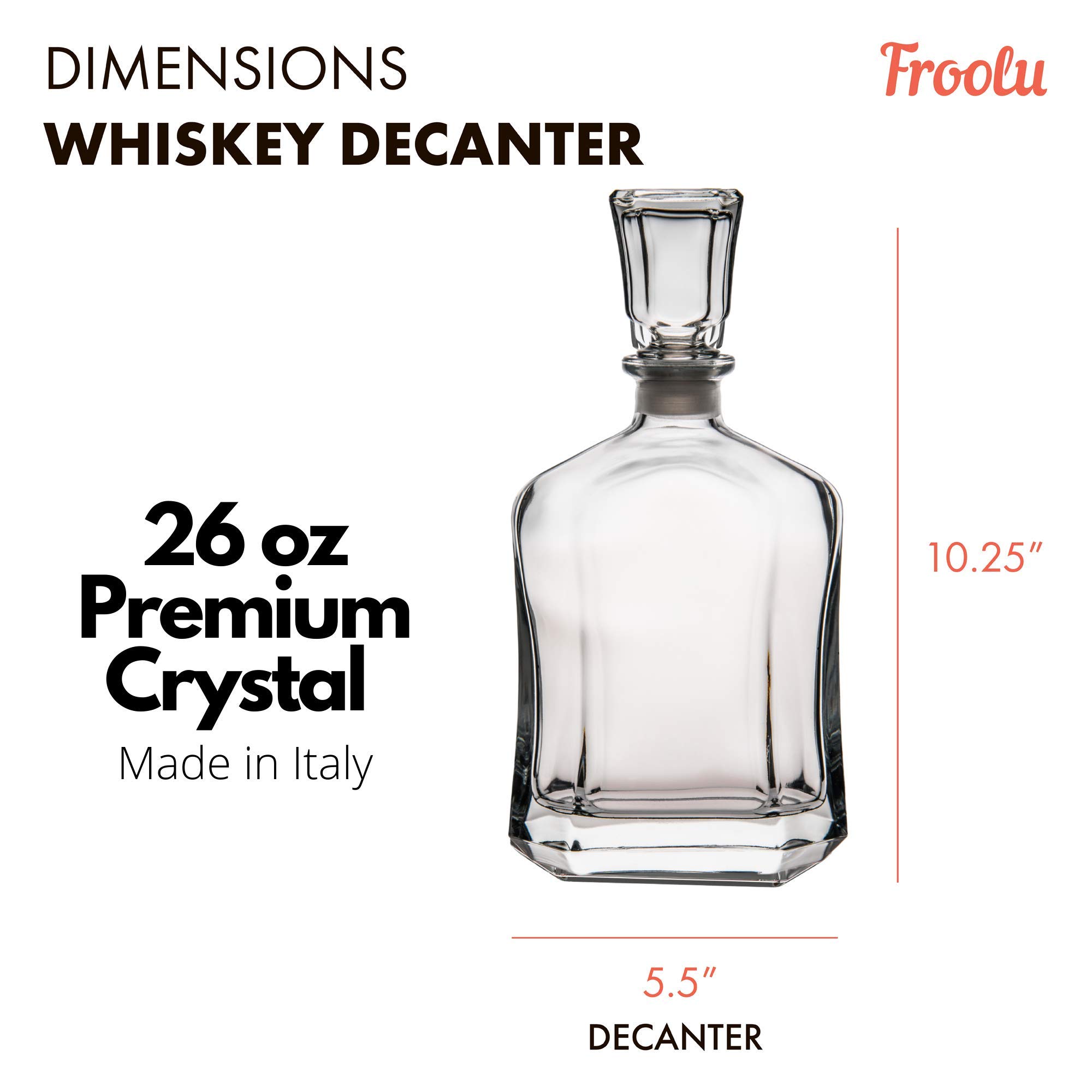 Premium Whiskey Decanter Set with 4 Scotch Glasses & Accessories - Elegant Wooden Gift Box for Men, Husband, Dad - Perfect for Home Bar, Anniversary, Birthday & Holiday Gifts - Whiskey Lover's Essential for Chilling & Serving Bourbon, Scotch & Liquor