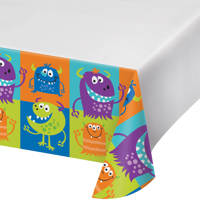 12-Piece Bulk Fun Monsters Plastic Table Covers - Colorful Disposable Party Decorations for Birthday, Halloween & Kids Events