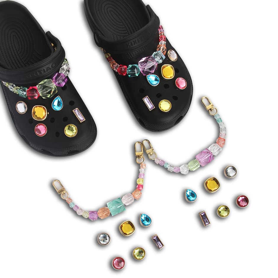 Sparkling Shoe Charms for Crocs - Pink Rhinestone Jibbitz Charms Pack for Women, Teen Girls & Kids | Stylish Croc Accessories for Christmas Gifts, Birthday & Everyday Fashion (12-Piece Set)