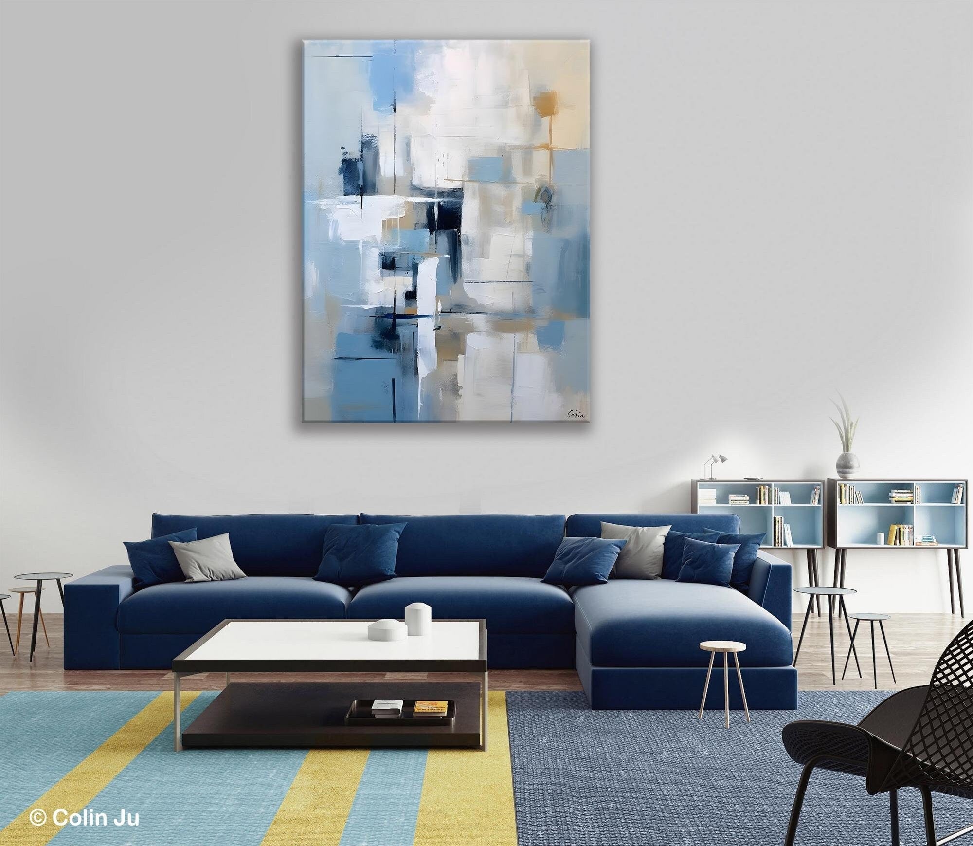 Hand Painted Acrylic Abstract Art on Canvas - Large Modern Wall Painting for Dining Room Decor | Original Contemporary Artwork for Home & Office Interior Design