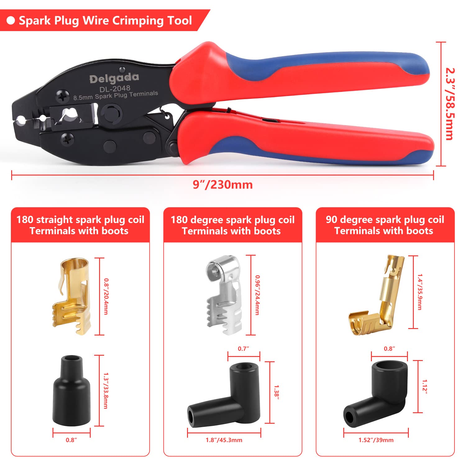 36Pcs Spark Plug Wire Crimping Tool Kit with Boot Terminals - Professional Crimper and Stripping Tool Set for 180° 90° Straight Ignition Wire Coil Terminals | Perfect for Automotive Repair, DIY Car Maintenance & Motorcycle Tune-Ups