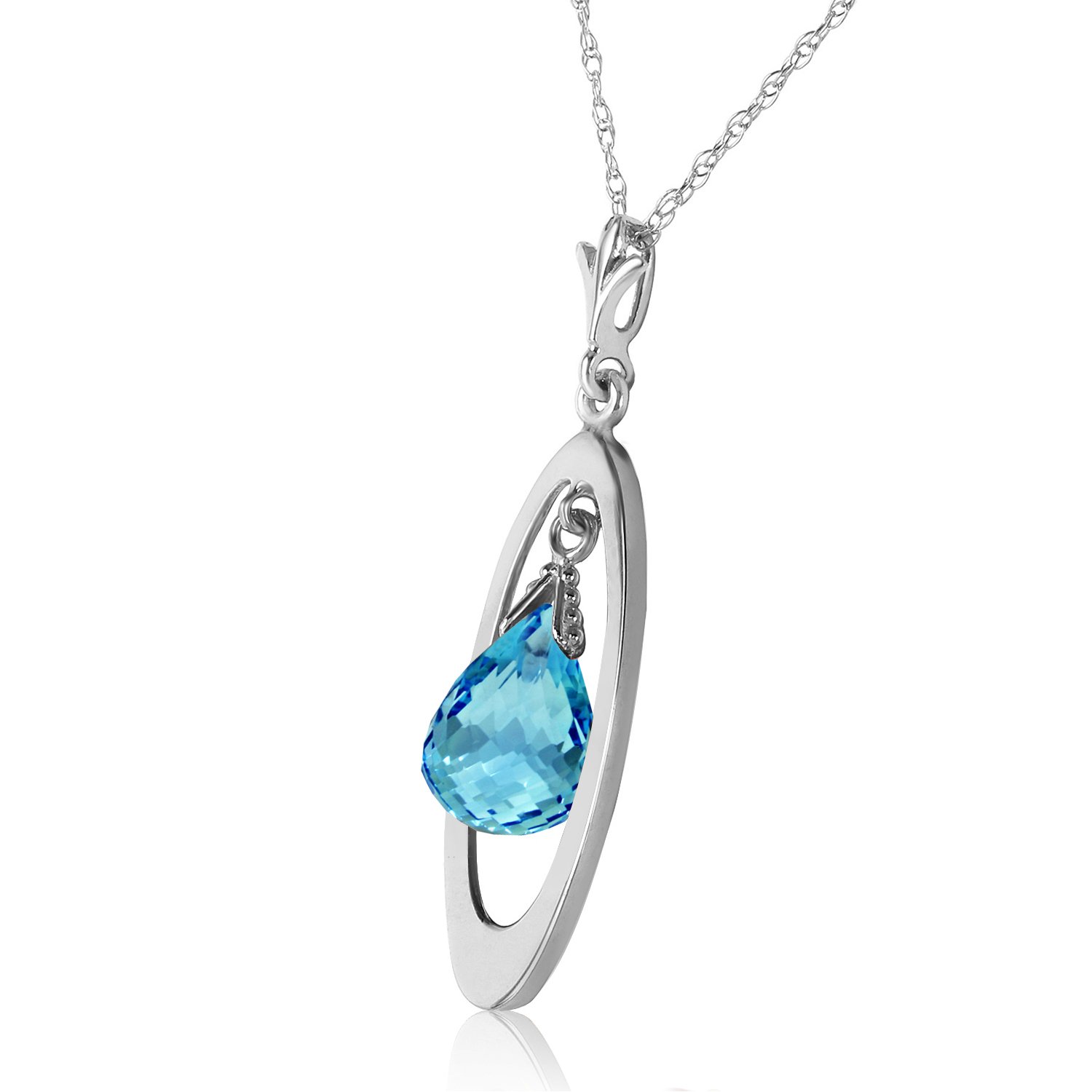 14K Yellow, White & Rose Gold Necklace with Briolette Blue Topaz Pendant | Galaxy Gold GG | Elegant Jewelry for Women | Perfect for Weddings, Parties & Special Occasions