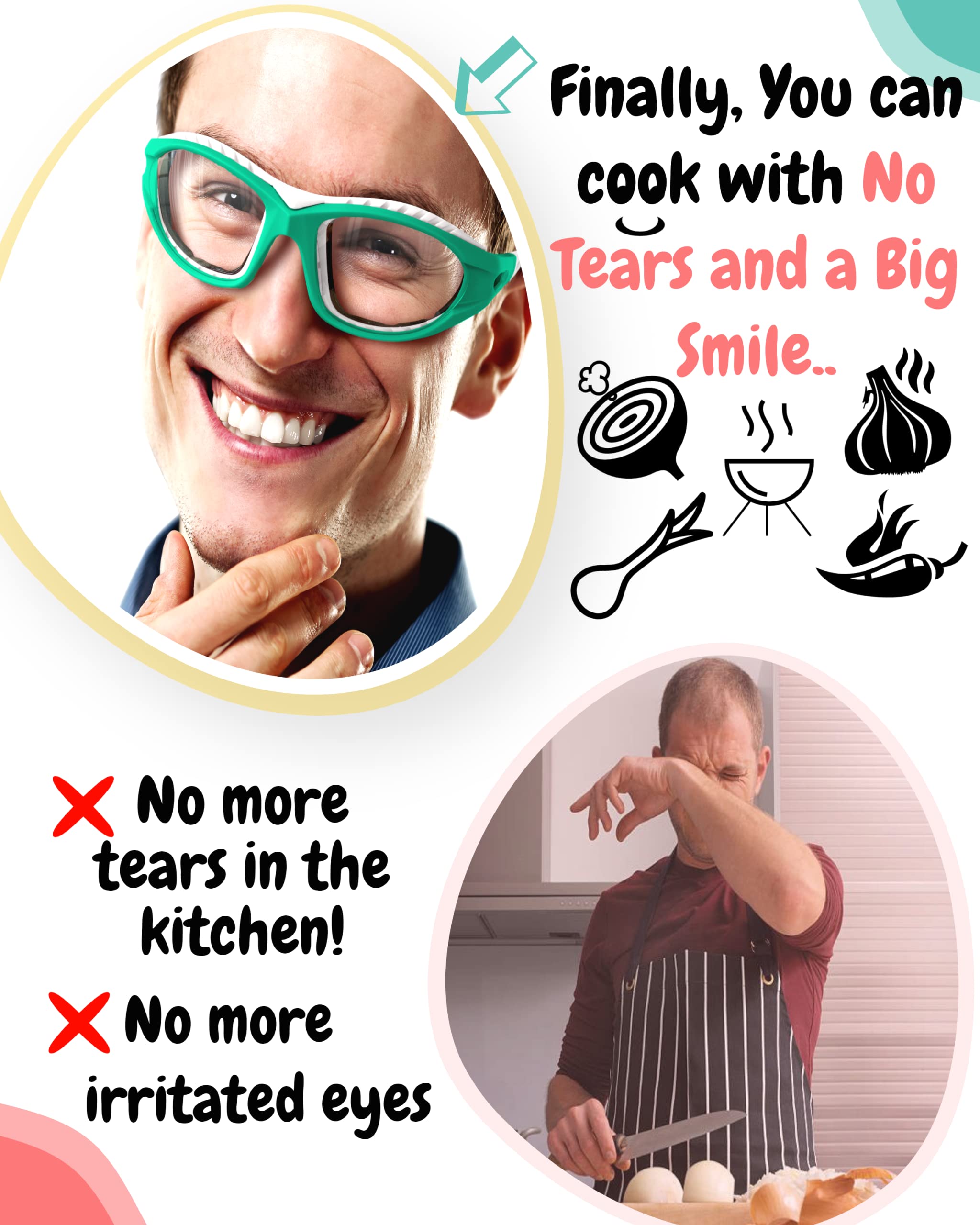 Onion Goggles for Cooking - Anti Fog & Scratch Resistant Kitchen Safety Glasses for Chopping, Cutting, Grilling (Perfect for Meal Prep, BBQ & Tear-Free Cooking)