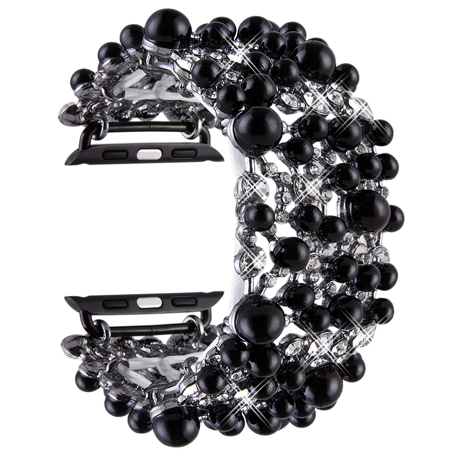 VIQIV Bling Bands for Apple Watch 38mm 40mm 41mm 42mm 44mm 45mm 49mm - Compatible with Series SE 9 8 7 6 5 4 3 2 Ultra - Diamond Rhinestone Metal Pearl Bracelet Strap for Women - Perfect for Parties, Weddings & Special Occasions