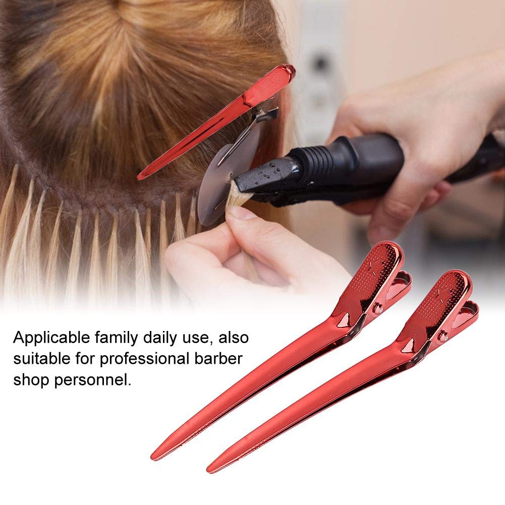 12 Pcs Professional Salon Duckbill Hair Clips - Stainless Steel Hairpins for Styling, Sectioning & Hairdressing (Red) - Perfect for Salon, Home Use & DIY Hair Styling