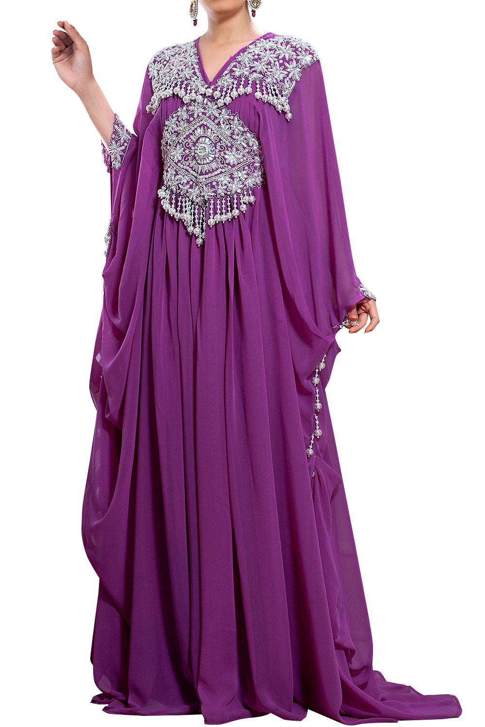 Elegant Purple Butterfly Print Designer Kaftan - Boho Chic Beach Cover Up for Women, Perfect for Vacations, Pool Parties & Summer Outings