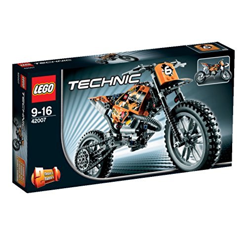 LEGO Technic 42007 Moto Cross Bike Building Kit - 374 Pieces, Motorcycle Model for Kids & Adults, STEM Educational Toy for Creative Play - Perfect for Birthday Gifts & Collector's Display