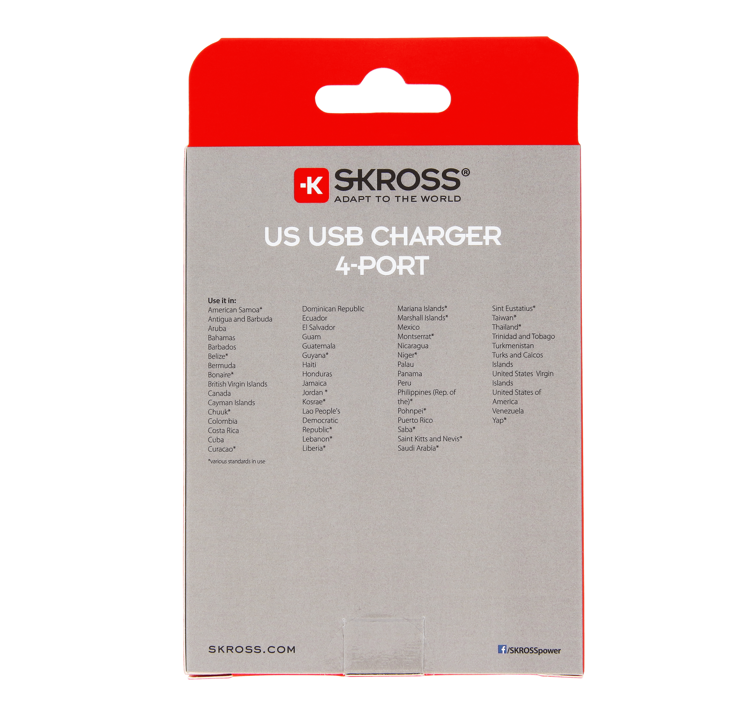 SKROSS 4-Port USB Wall Charger for iPhone, Android & More - Fast Charging Power Adapter for Home, Office & Travel
