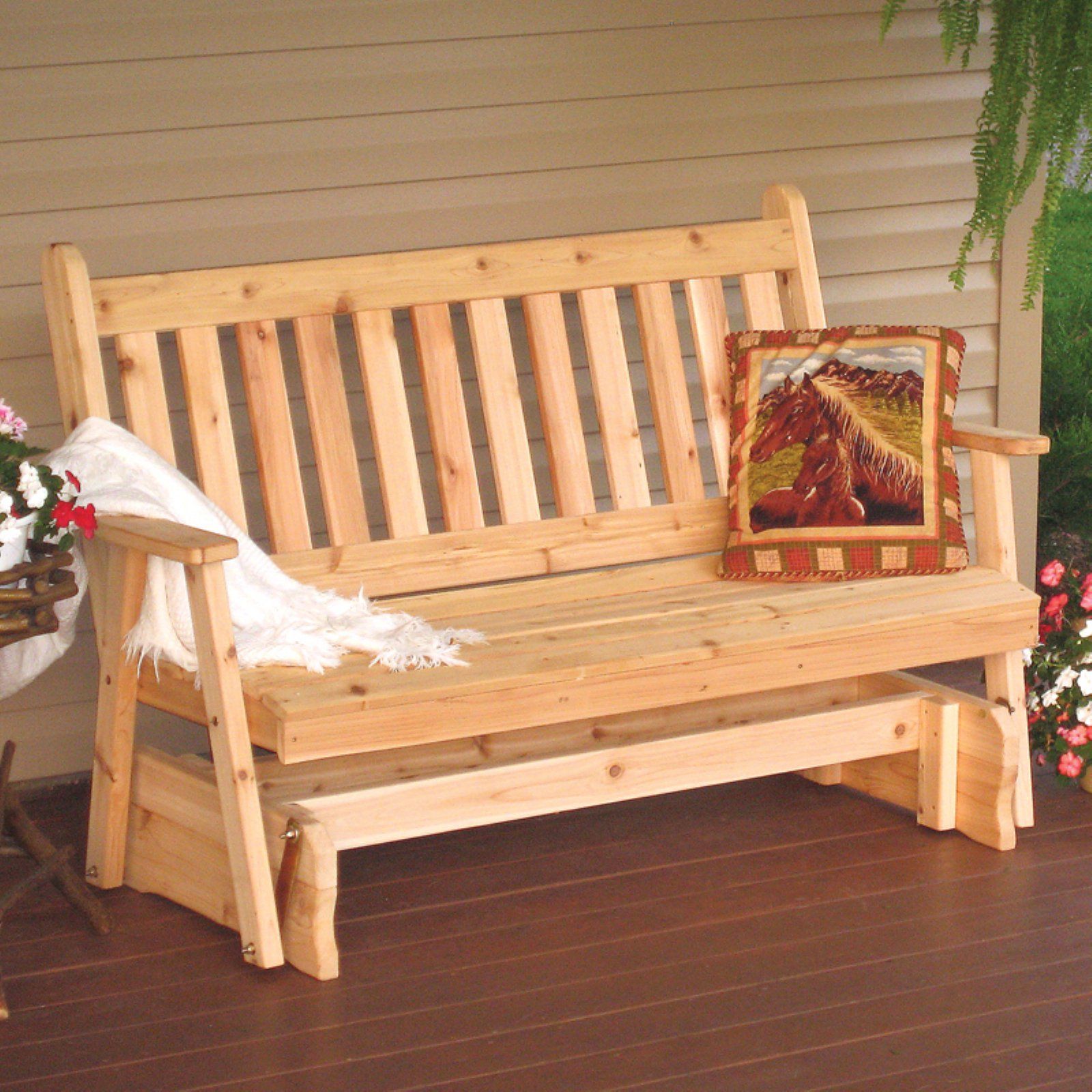 Premium Cedar Wood Traditional English Glider Rocking Chair - Handcrafted Solid Cedar Outdoor Patio Furniture for Garden, Porch & Backyard Relaxation