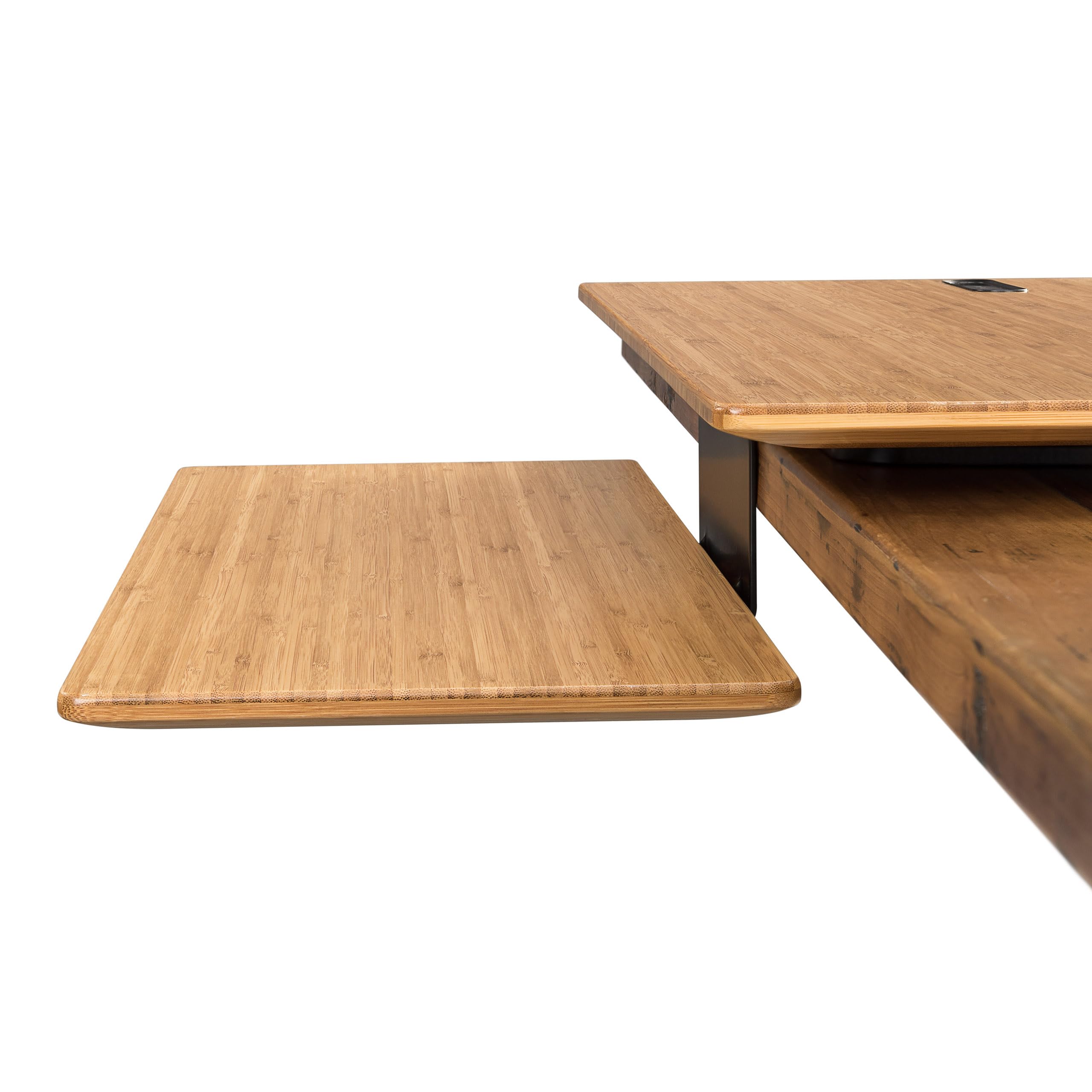 Uplift E7 Electric Standing Desk Converter - Black Base, Natural Rubberwood for Home Office