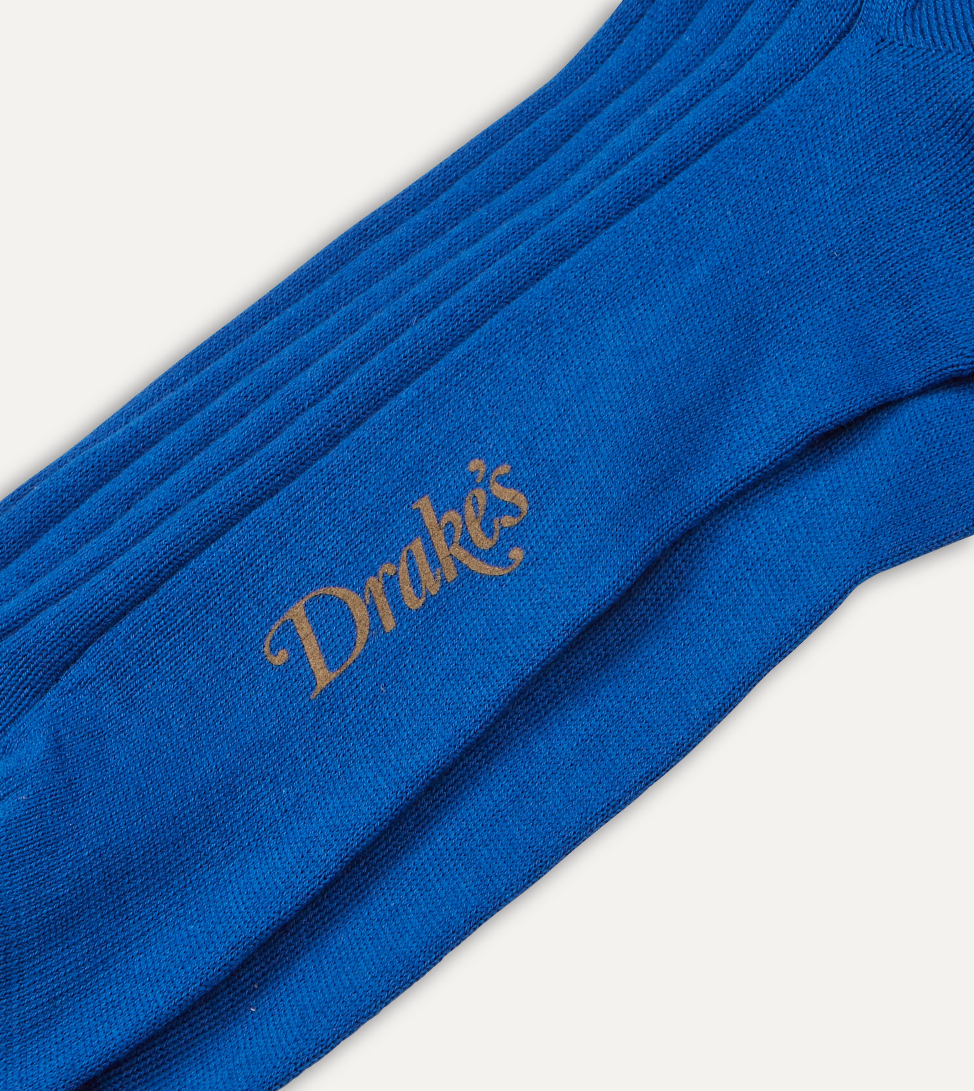 Premium Royal Blue Cotton Over the Calf Socks for Men - Comfortable & Breathable Dress Socks for Business, Office & Formal Occasions