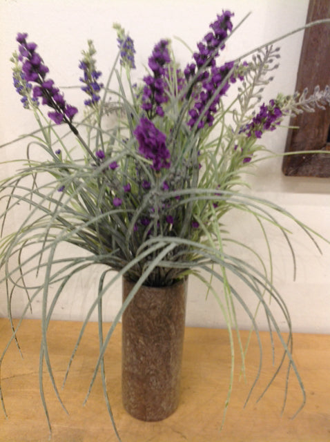 8 Stone Vase with Purple Flowers - Elegant Home Decor for Living Room, Dining Table & Wedding Centerpieces
